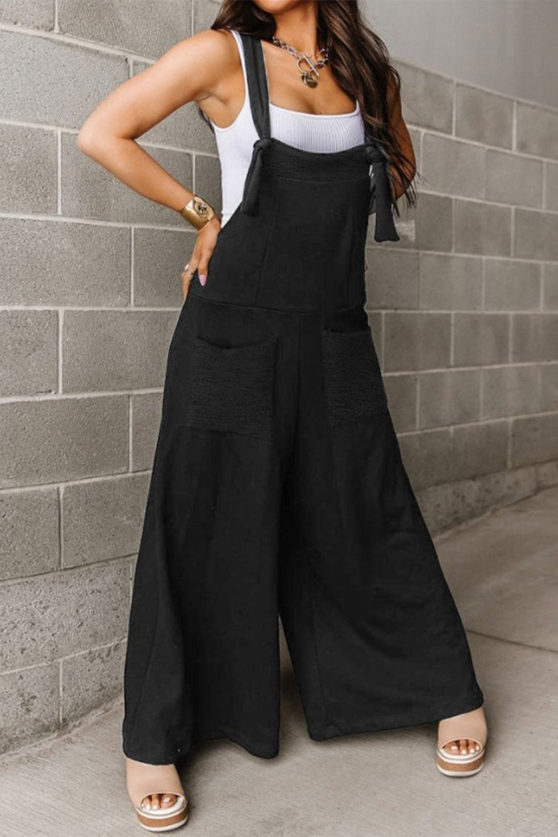 Casual plain pocket U neck loose jumpsuits (6 colors)