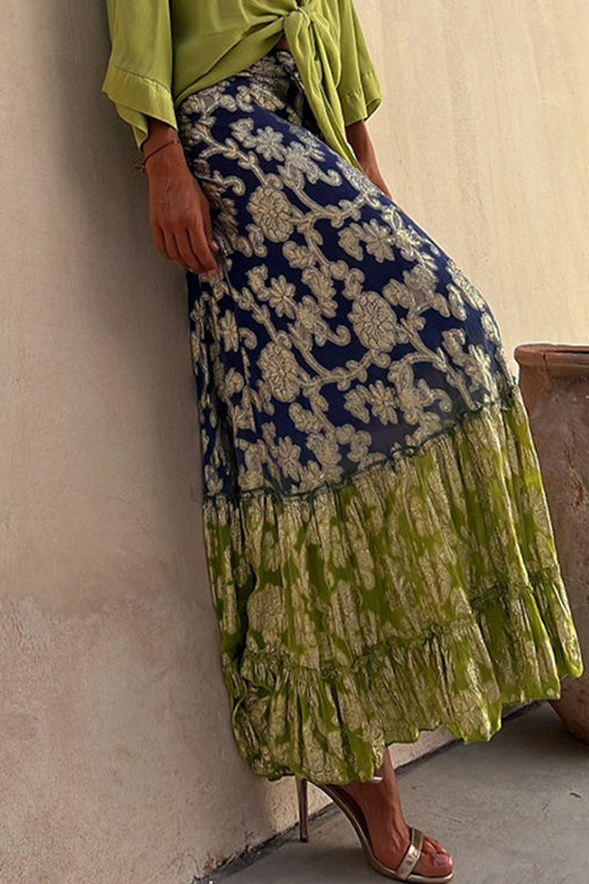 Casual Gradual Change Floral Patchwork Loose High Waist Type A Patchwork Pants