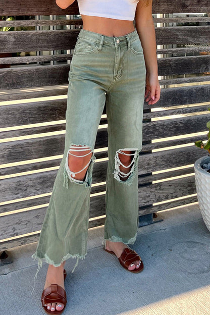 LD solid ripped jeans with high waist