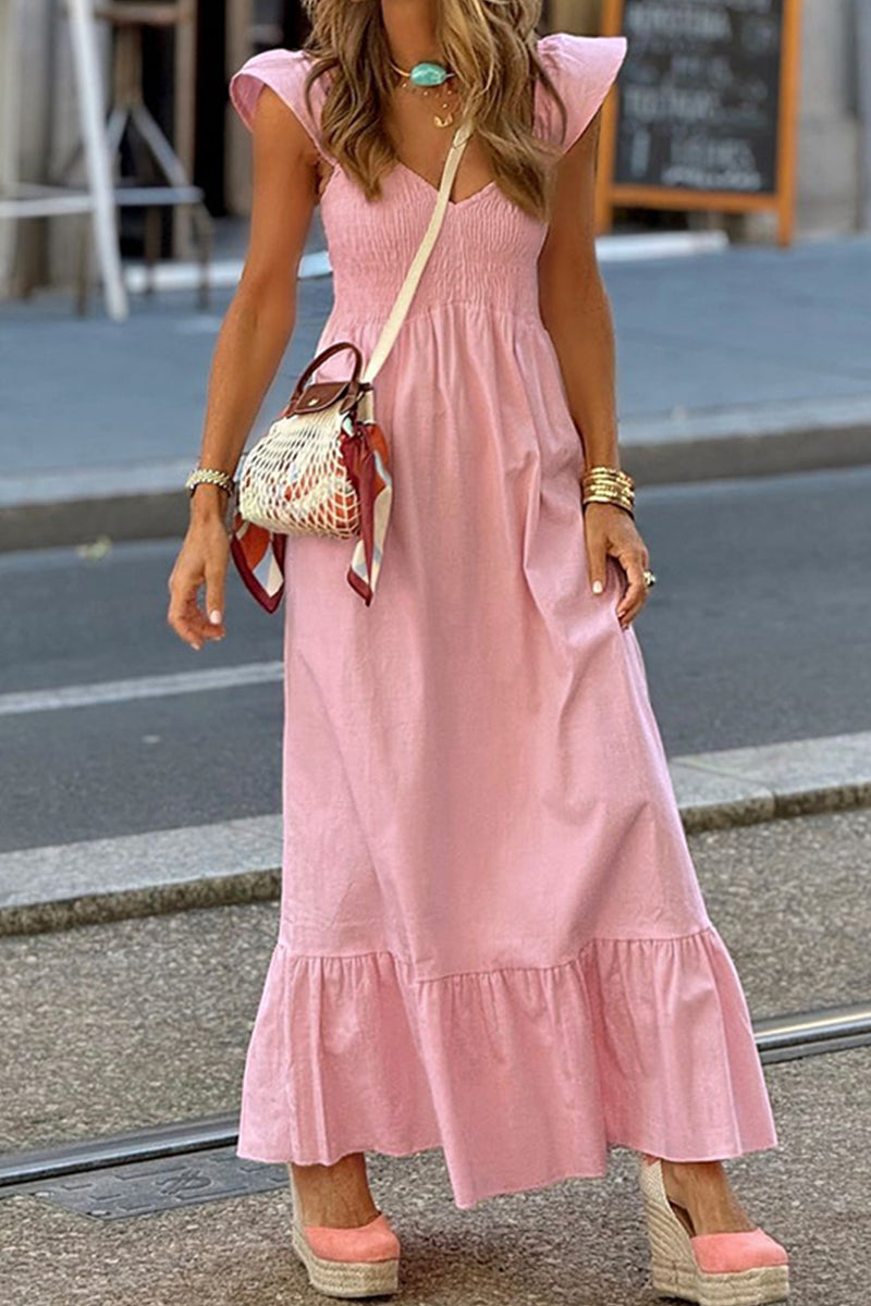 LP | Casual and simple dresses with A-line, ruffles and V-neckline