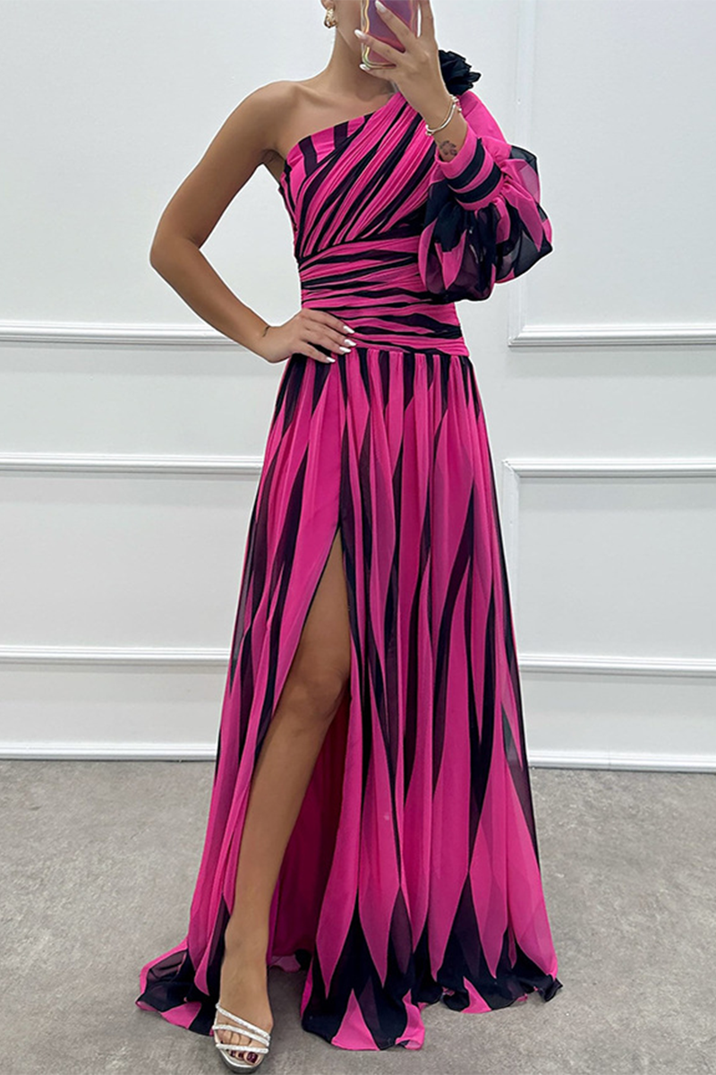 LP | Sexy gala dress with irregular striped slit (4 colors)