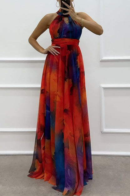 LP | Shaded color sexy evening dresses with lacing and contrasting high neck (3 colors)