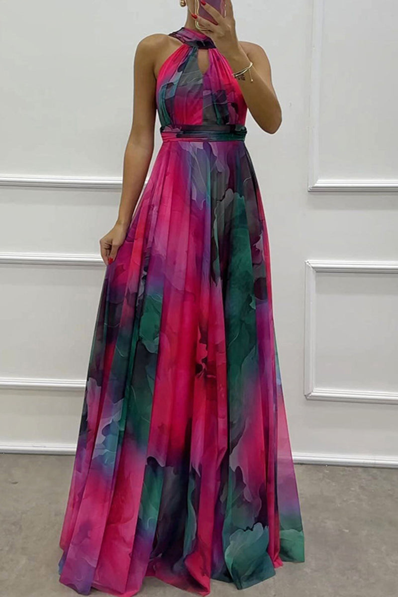 LP | Shaded color sexy evening dresses with lacing and contrasting high neck (3 colors)