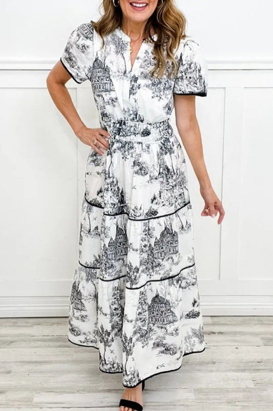 LP | V-neck printed casual dresses and long basic dresses