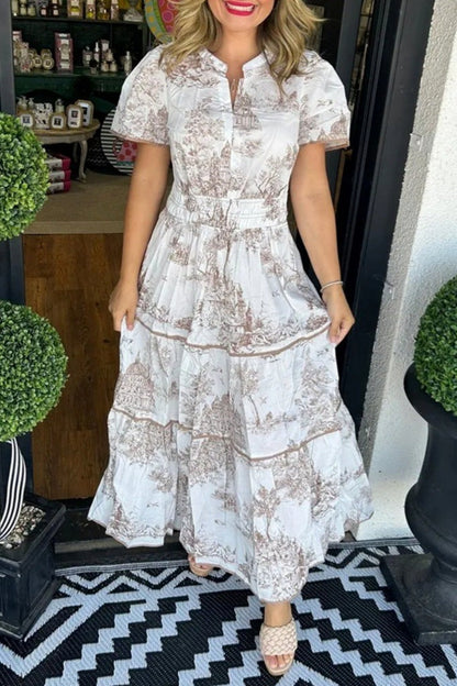 LP | V-neck printed casual dresses and long basic dresses