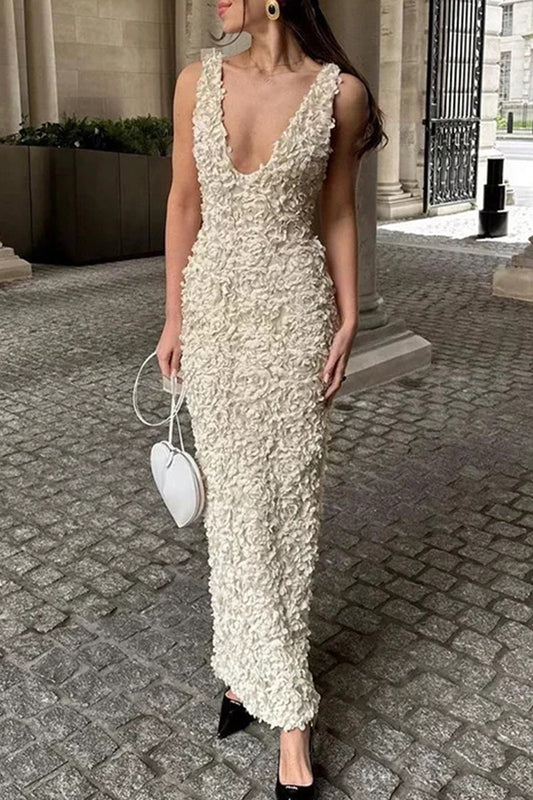 LP | Sexy floral dresses with v-neck and one-tiered skirt