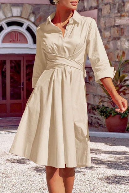 LP | Crossed bow dress with buttons