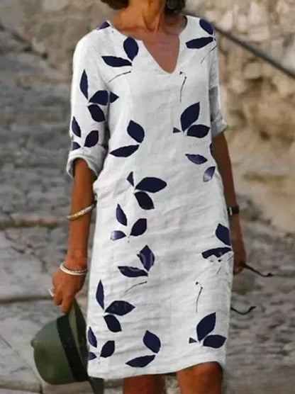 LP | Carol - Basic women's dress with half sleeves and floral print