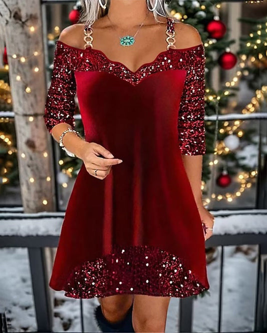 Mc | Off-shoulder dress with sequins