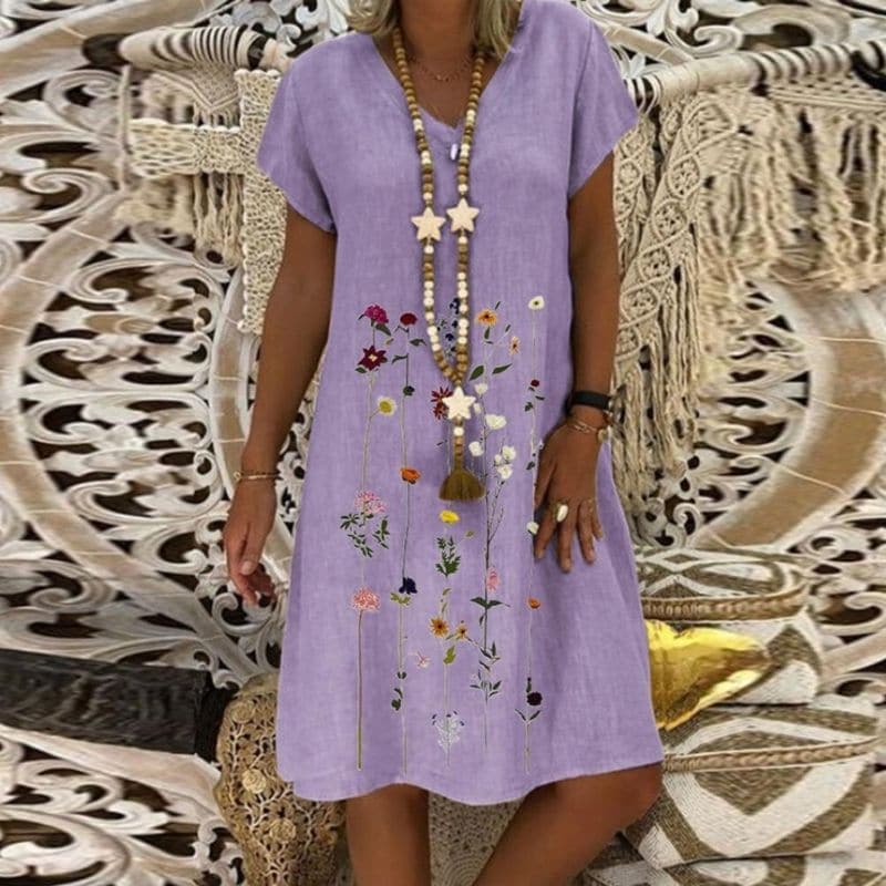 LP | Comfortable linen dress with elegant pattern
