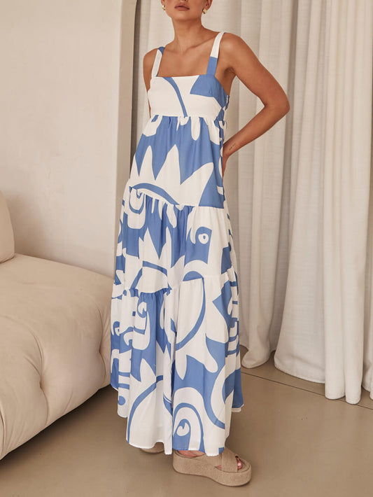 LD Long bohemian dress with geometric print