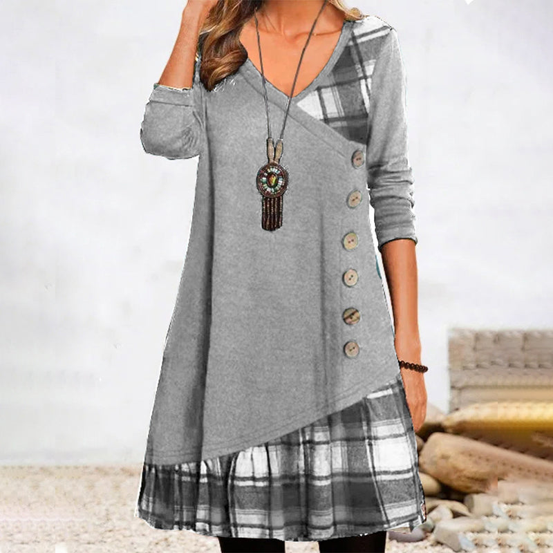 Mc | long-sleeved plaid dress
