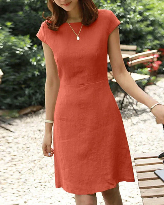 Plain cotton and linen dress