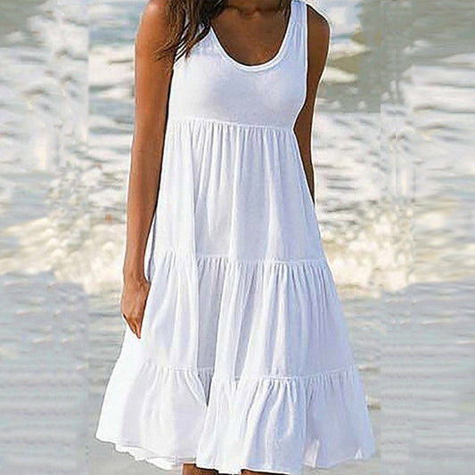 LD Ladies Sleeveless Beach Dress with Round Neck