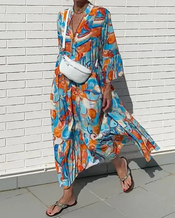 LP | Dress with ruffled sleeves and V-neckline