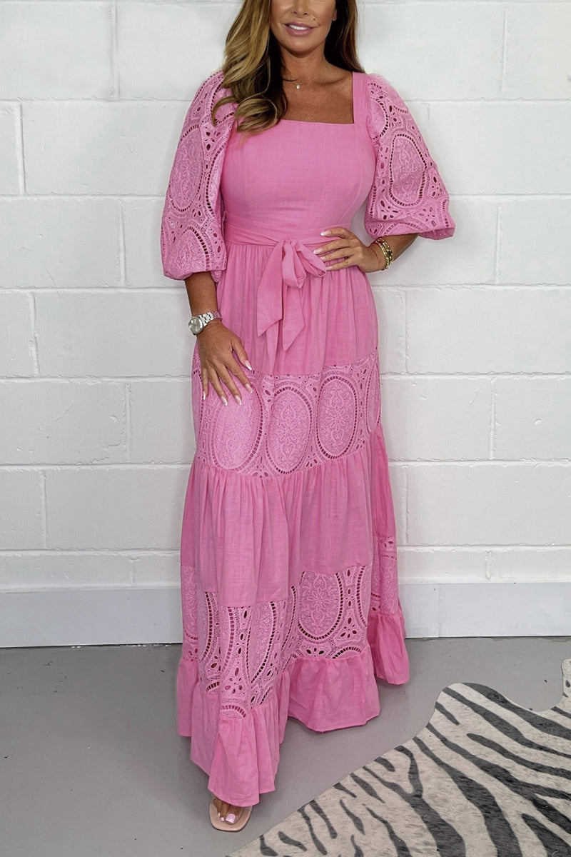 LP | Patchwork lace dress with square neckline