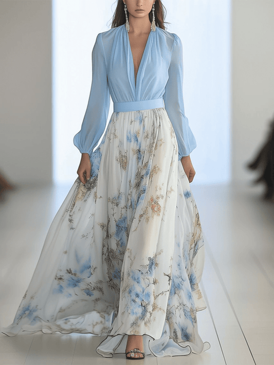 LD Long women's dress with elegant and modern floral design