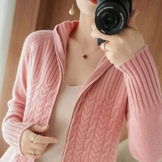 Ubelia | Women's Cashmere Cardigan with Chic Drawstring