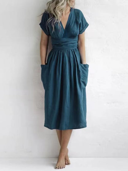 LD Women's plain casual strapless dress solid color