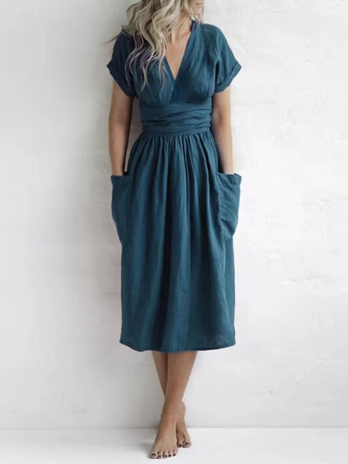 LD Women's plain casual strapless dress solid color