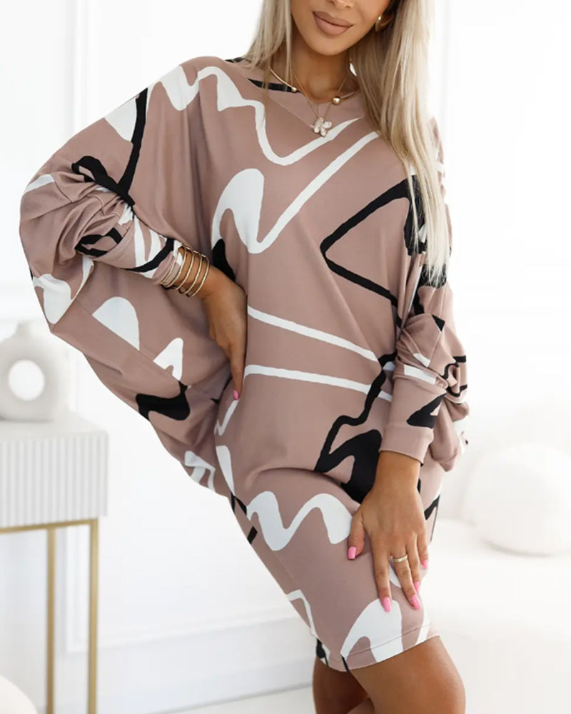 LD Casual dress with long sleeves and print