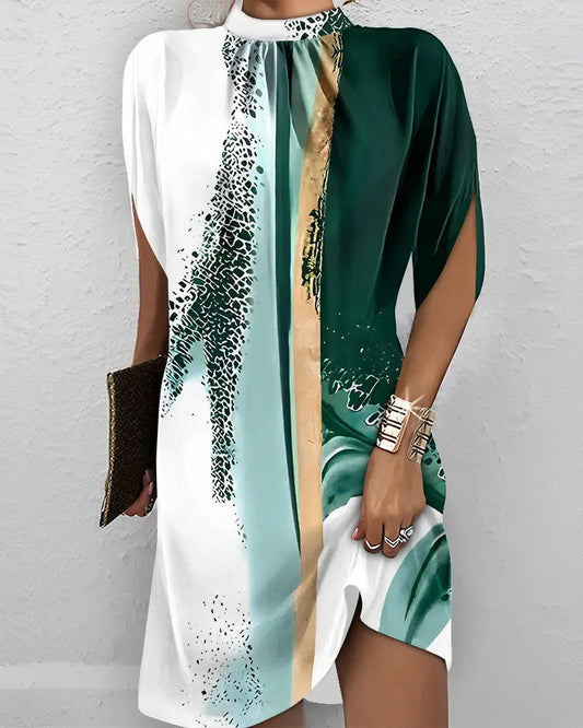 Elegant-cut, knee-length dress in a cotton blend for elegance from spring to fall