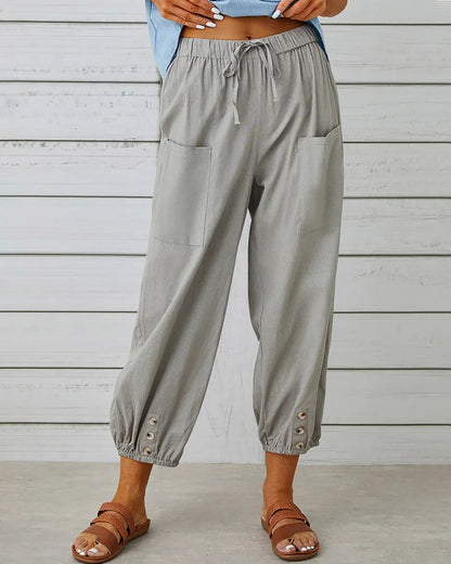 LP | Comfortable cargo pants with drawstring and buttons