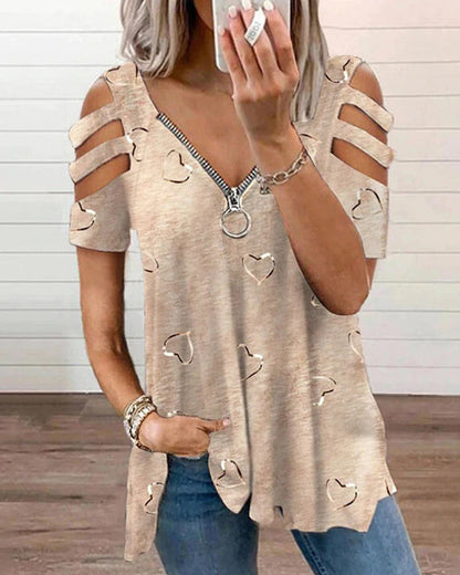 LP | Elegant shirt with v-neck and heart print