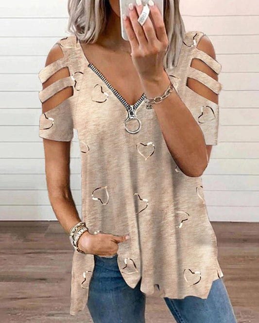 LP | Elegant shirt with v-neck and heart print
