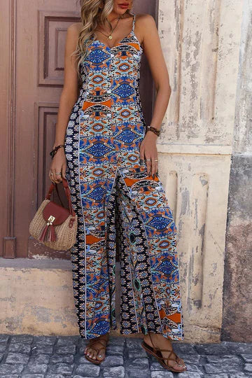 Helen - Ethical Print V-Neck Cami Jumpsuit
