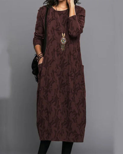 Mc | Long-sleeved pocket dress with print