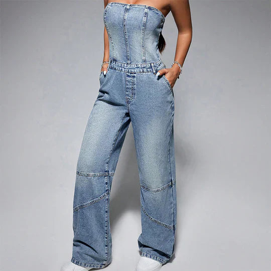 Camila Epaulette Denim Jumpsuit