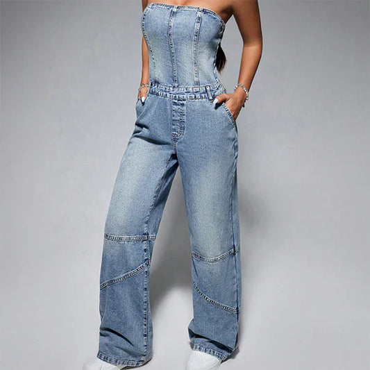 Camila Epaulette Denim Jumpsuit