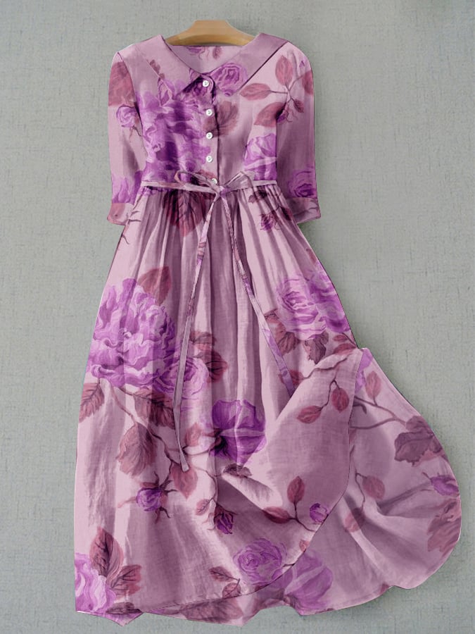LP | Women's lace-up dress with vintage botanical floral print