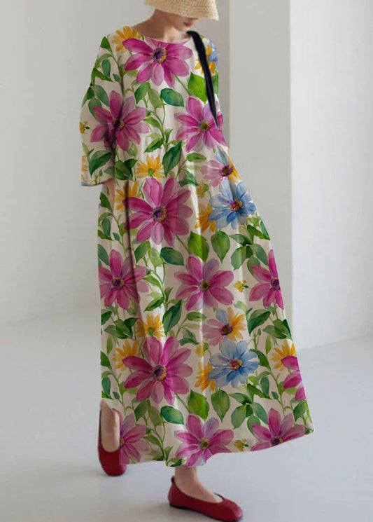 LP | Cotton floral patterned dresses in apricot and mauve Patchwork bags spring