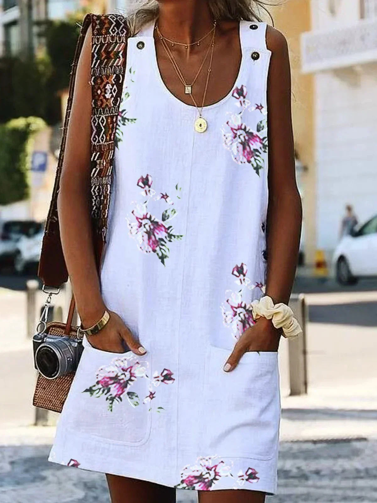 summer dress with buttons.