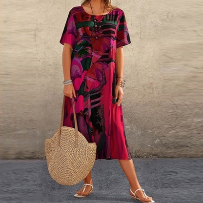 Summery midi dress with modern print