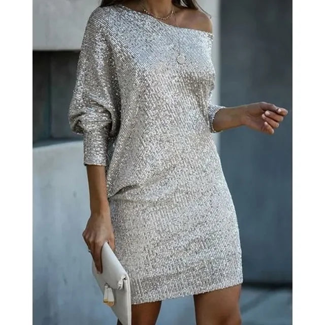 LP | One-shoulder shiny mini dress