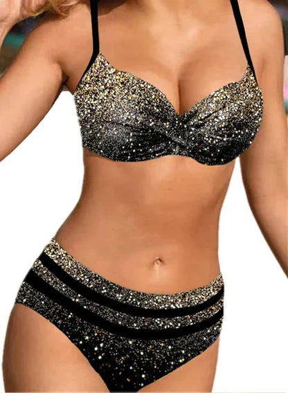 Two-piece bikini with print