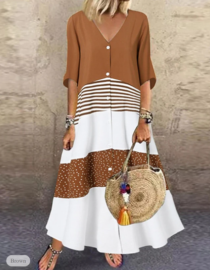 LP | Long dress with striped and polka dot pattern