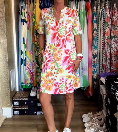 LP | Short-sleeved dress with floral print