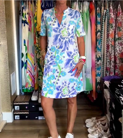 LP | Short-sleeved dress with floral print