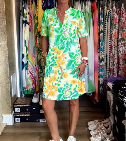 LP | Short-sleeved dress with floral print