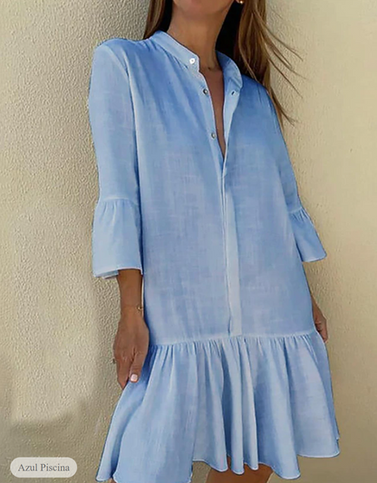 LP | Casual dress with 3/4 sleeves and buttons