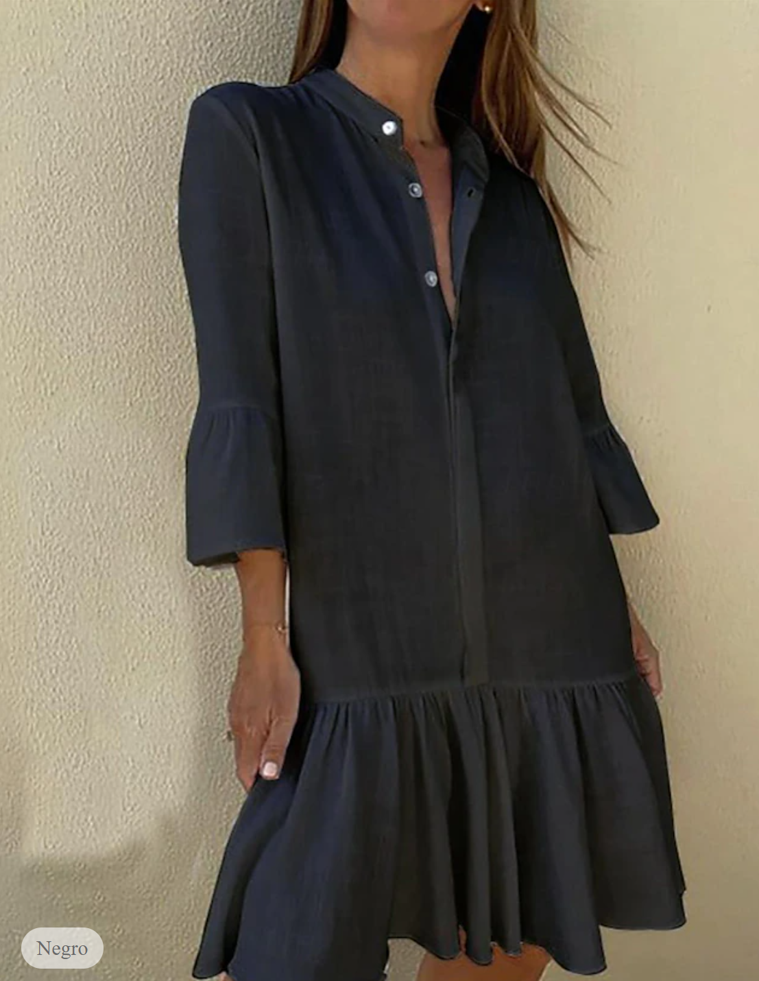 LP | Casual dress with 3/4 sleeves and buttons