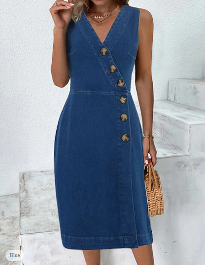 LP | Denim dress with buttons