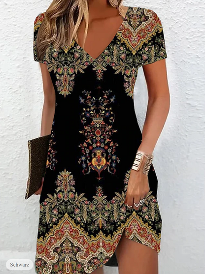 LP | V-neck short-sleeved printed dress