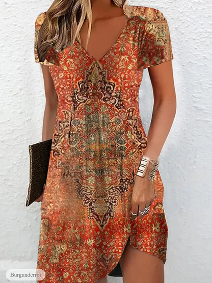 LP | V-neck short-sleeved printed dress