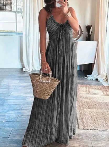 Maxi dress with back cutout and suspender straps