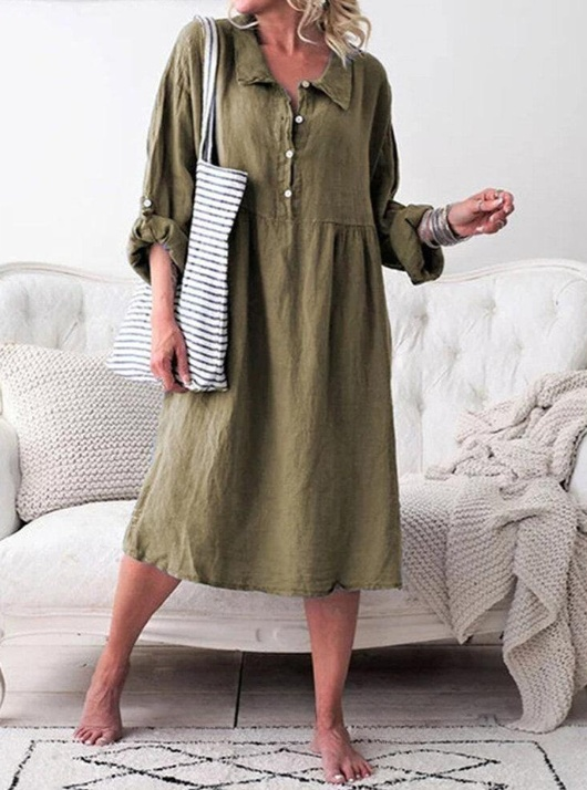 LD Casual dress with buttons and pleated collar